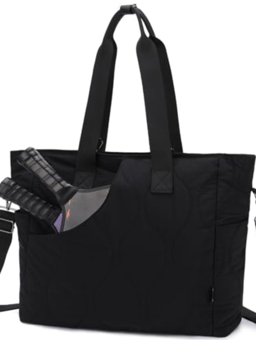 Quilted Pickleball Tote Bag with Paddle Holder, Gym & Travel
